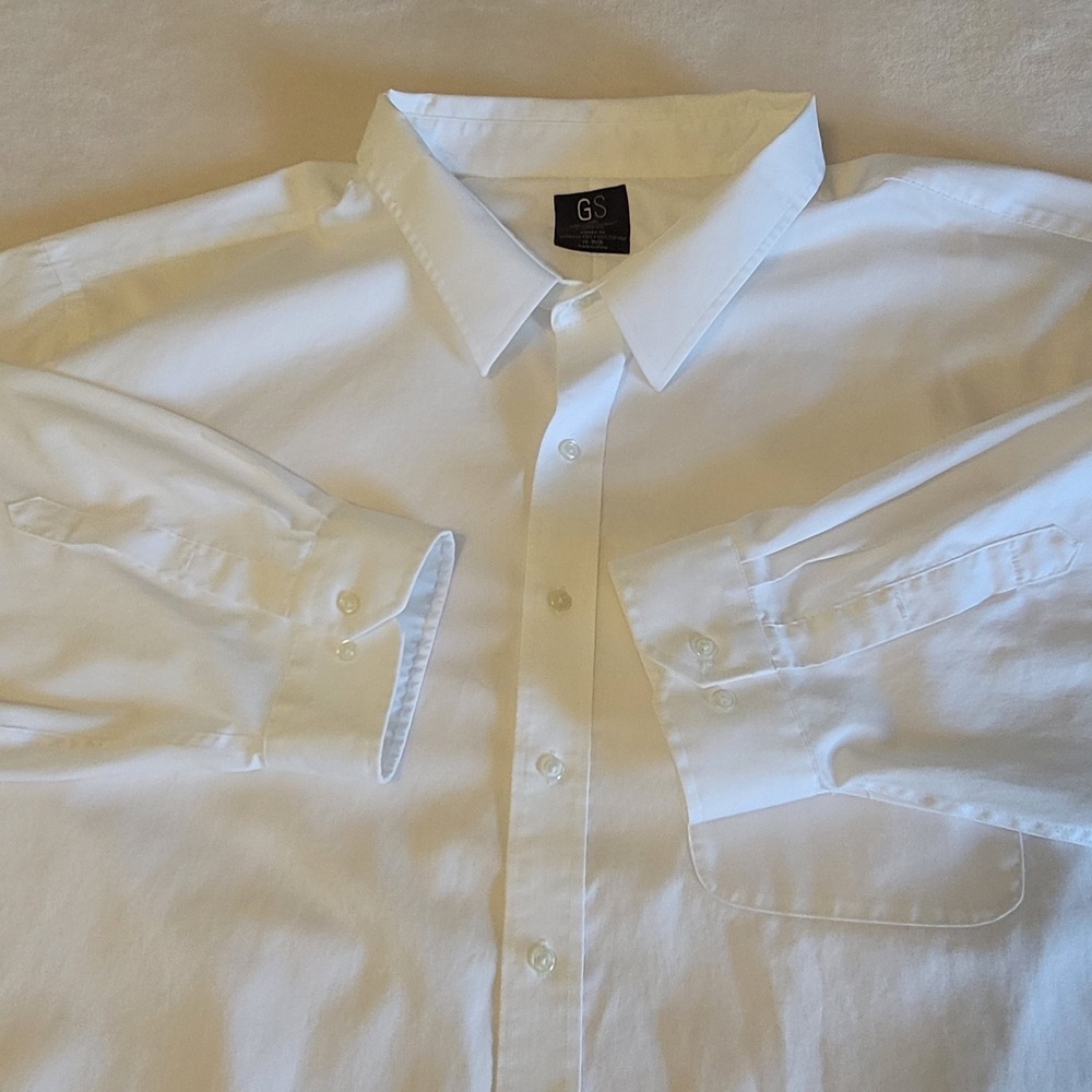 GS Continuous Comfort White Dress Shirt‎ Mens 24 35/36 Classic Fit Wrinkle Free